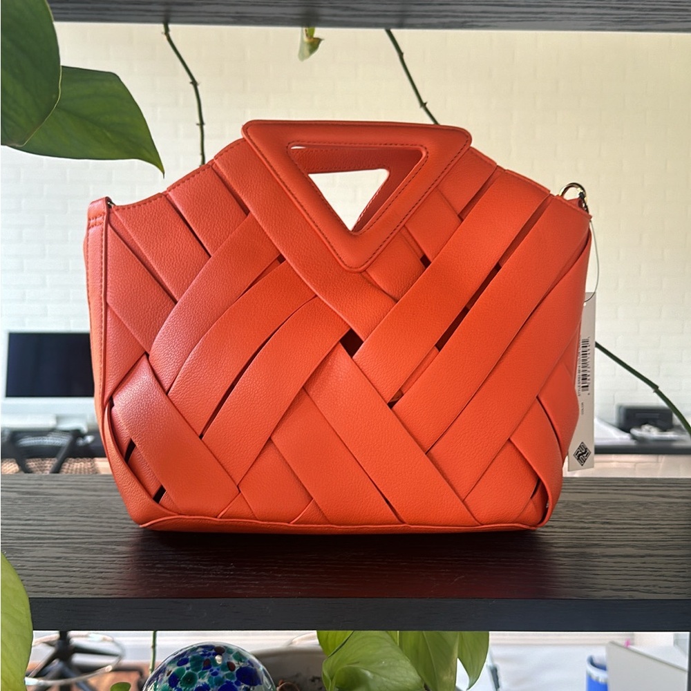 Orange Woven Handbag